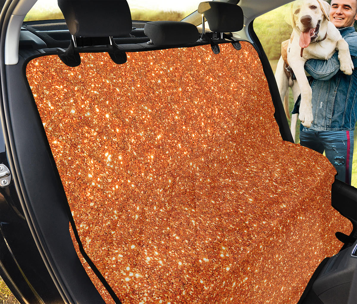 Orange (NOT Real) Glitter Print Pet Car Back Seat Cover