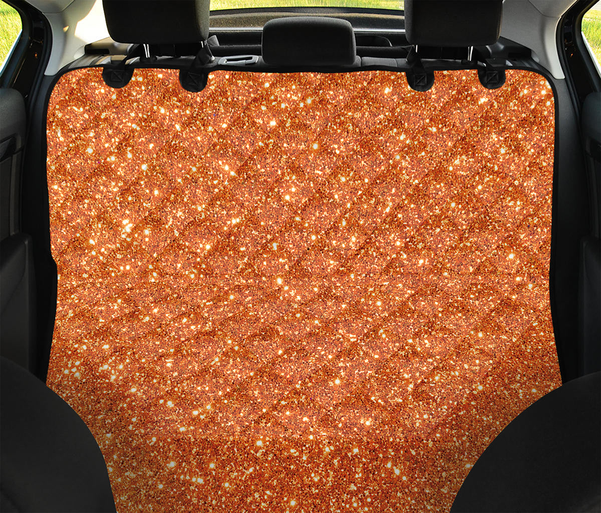 Orange (NOT Real) Glitter Print Pet Car Back Seat Cover