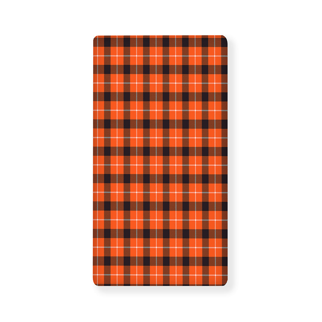 Orange Grey And White Plaid Print Baby Crib Sheet