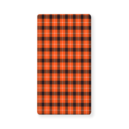 Orange Grey And White Plaid Print Baby Crib Sheet