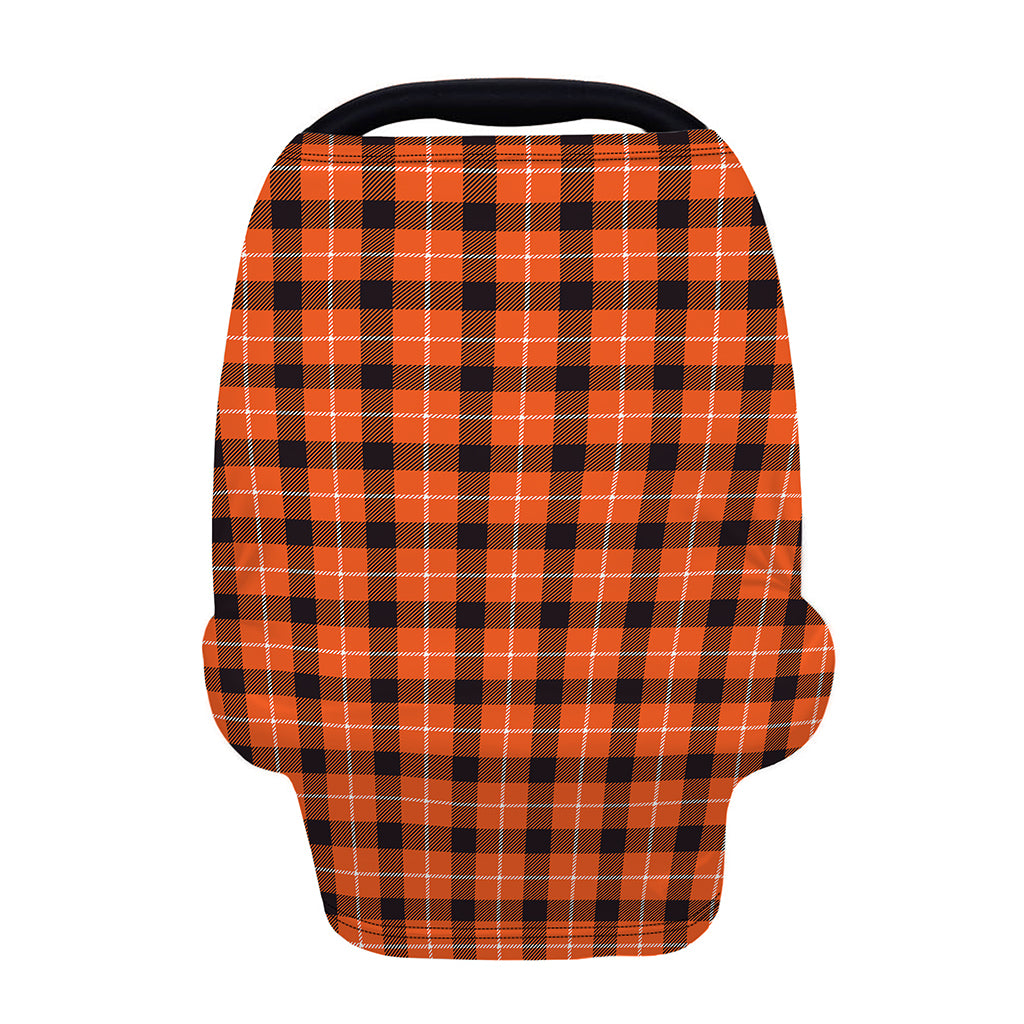 Orange Grey And White Plaid Print Baby Seat Cover