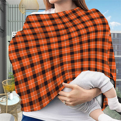 Orange Grey And White Plaid Print Baby Seat Cover