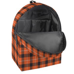 Orange Grey And White Plaid Print Backpack