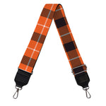 Orange Grey And White Plaid Print Bag Strap