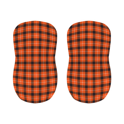 Orange Grey And White Plaid Print Bar Stool Covers