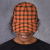 Orange Grey And White Plaid Print Baseball Cap