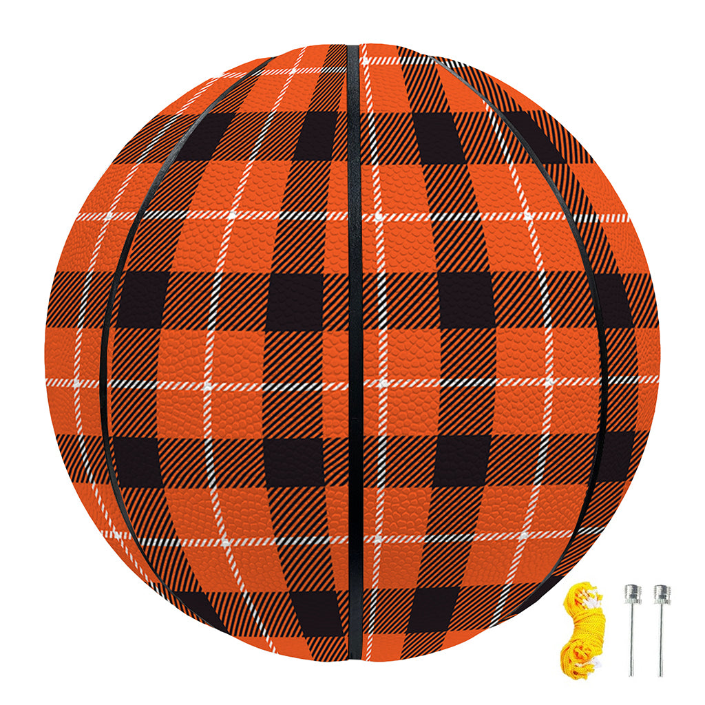 Orange Grey And White Plaid Print Basketball