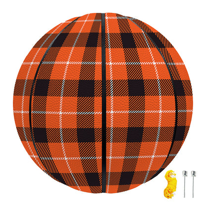 Orange Grey And White Plaid Print Basketball