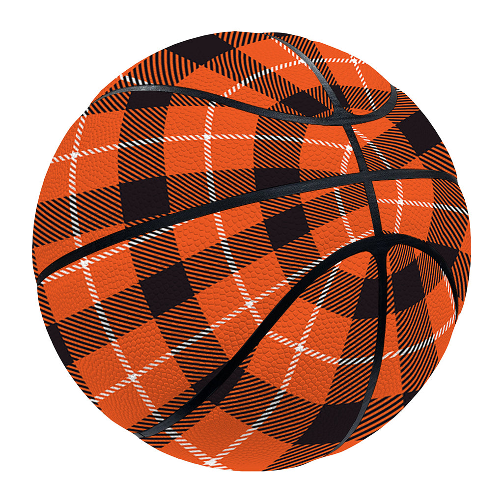Orange Grey And White Plaid Print Basketball