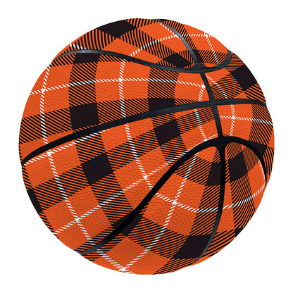 Orange Grey And White Plaid Print Basketball