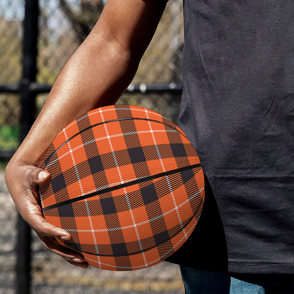 Orange Grey And White Plaid Print Basketball