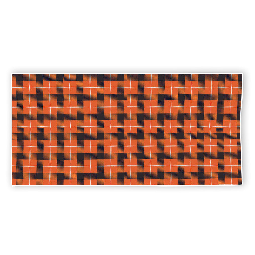 Orange Grey And White Plaid Print Beach Towel