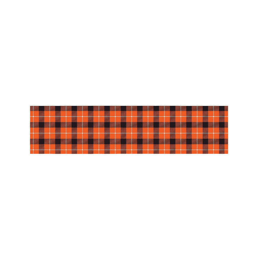 Orange Grey And White Plaid Print Bed Runner
