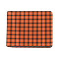 Orange Grey And White Plaid Print Bifold Wallet
