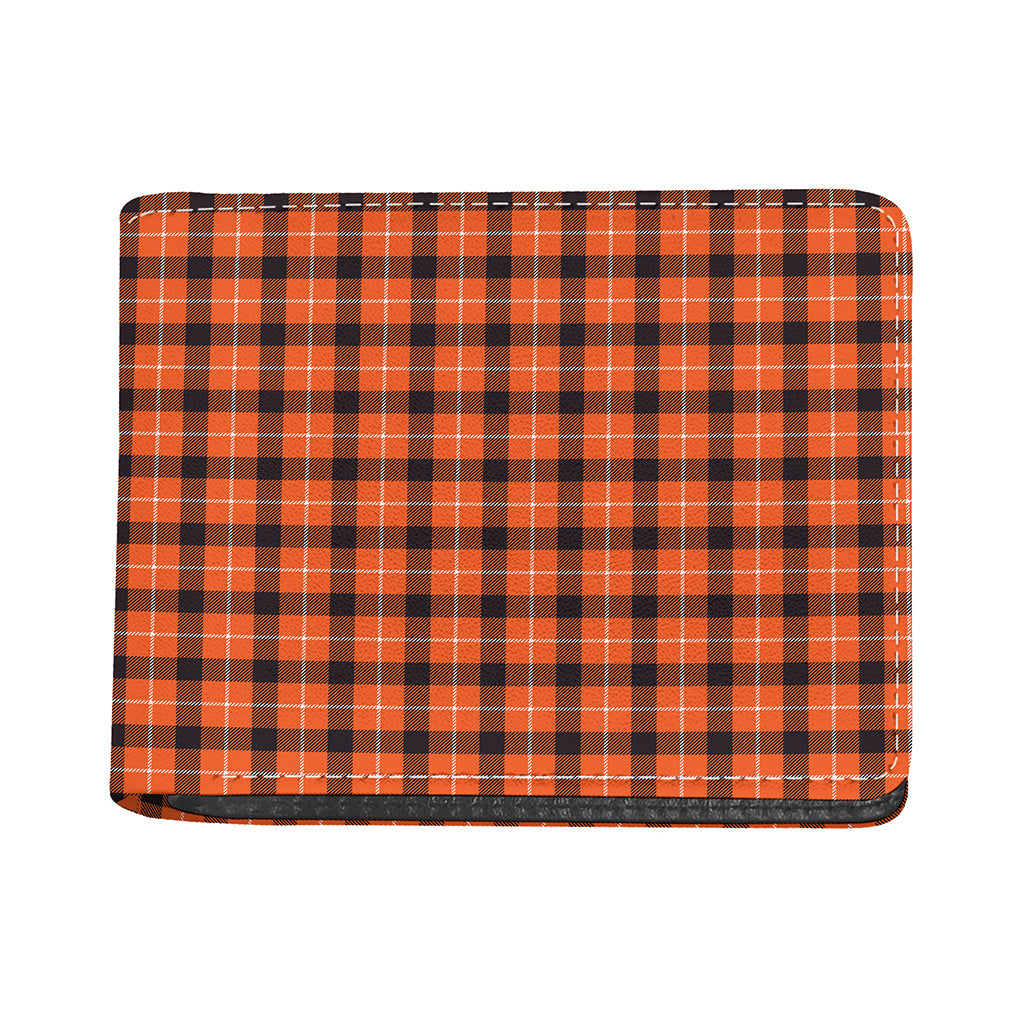 Orange Grey And White Plaid Print Bifold Wallet