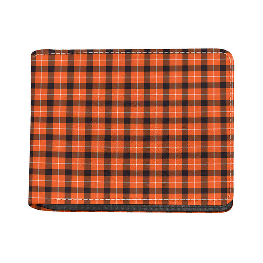 Orange Grey And White Plaid Print Bifold Wallet
