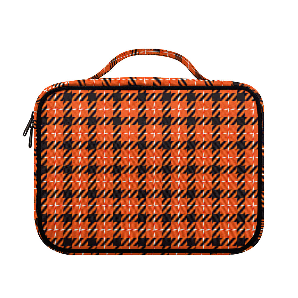 Orange Grey And White Plaid Print Briefcase Bible Bag