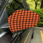 Orange Grey And White Plaid Print Car Side Mirror Covers