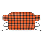 Orange Grey And White Plaid Print Car Windshield Snow Cover