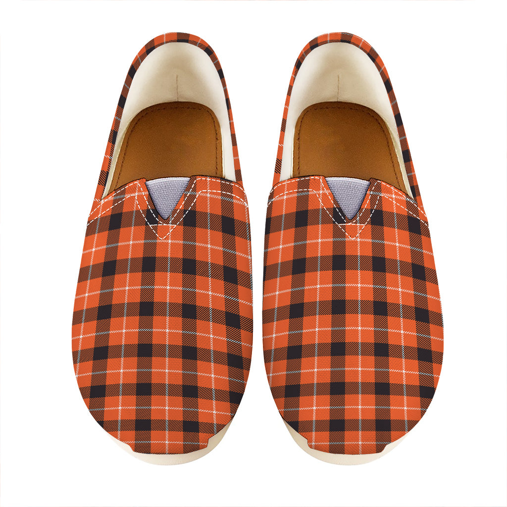 Orange Grey And White Plaid Print Casual Shoes