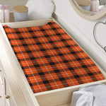 Orange Grey And White Plaid Print Changing Pad Cover