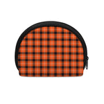 Orange Grey And White Plaid Print Coin Purse