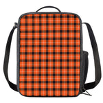 Orange Grey And White Plaid Print Crossbody Lunch Bag