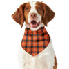 Orange Grey And White Plaid Print Dog Bandana