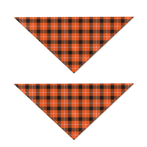 Orange Grey And White Plaid Print Dog Bandana