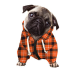 Orange Grey And White Plaid Print Dog Zip Up Hoodie