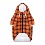 Orange Grey And White Plaid Print Dog Zip Up Hoodie