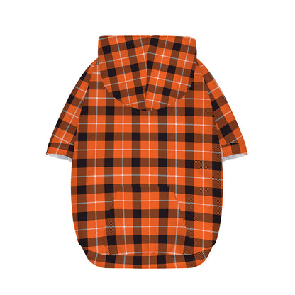 Orange Grey And White Plaid Print Dog Zip Up Hoodie