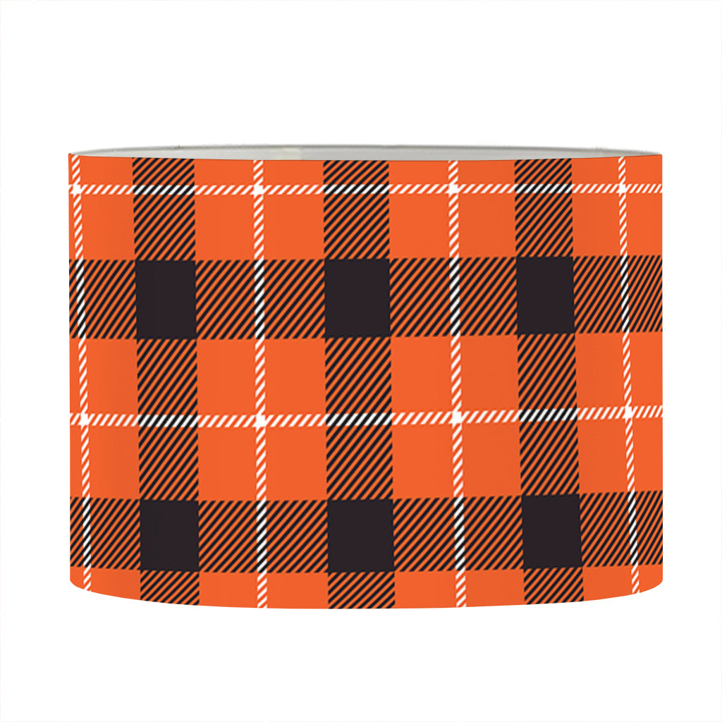 Orange Grey And White Plaid Print Drum Lamp Shade