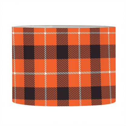 Orange Grey And White Plaid Print Drum Lamp Shade