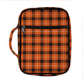 Orange Grey And White Plaid Print Front Pocket Bible Bag