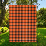 Orange Grey And White Plaid Print Garden Flag