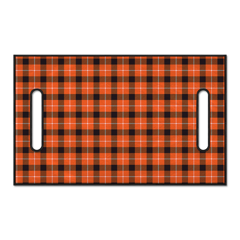 Orange Grey And White Plaid Print Golf Cart Seat Cover