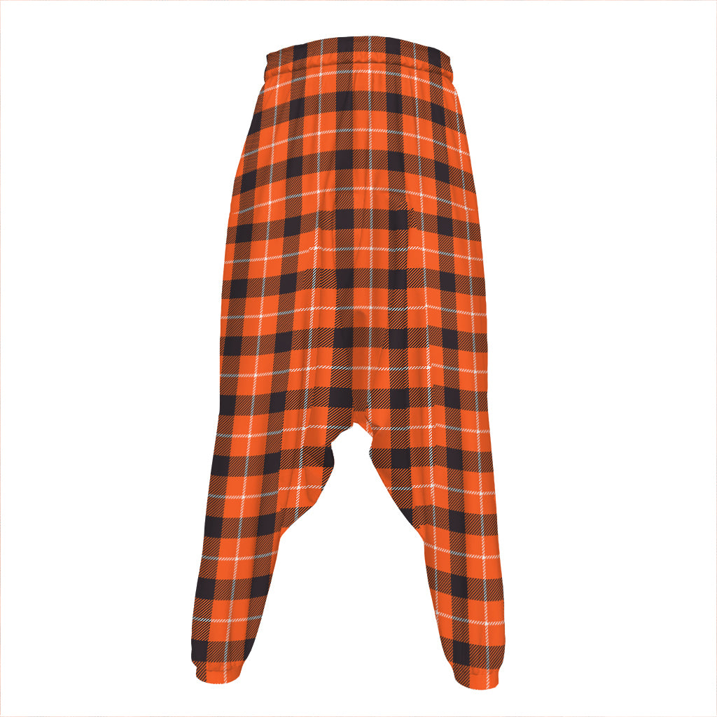 Orange Grey And White Plaid Print Hammer Pants