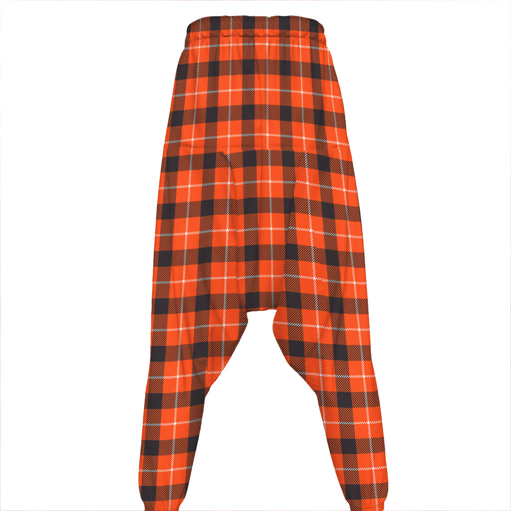 Orange Grey And White Plaid Print Hammer Pants