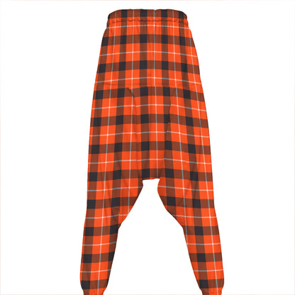 Orange Grey And White Plaid Print Hammer Pants