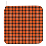 Orange Grey And White Plaid Print Hand Towel