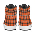 Orange Grey And White Plaid Print High Top Leather Sneakers