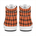 Orange Grey And White Plaid Print High Top Leather Sneakers