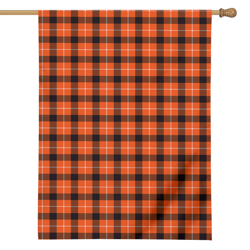 Orange Grey And White Plaid Print House Flag