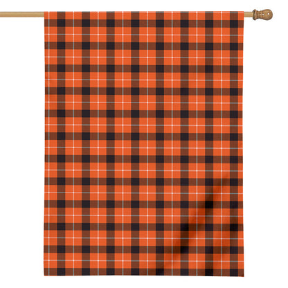 Orange Grey And White Plaid Print House Flag