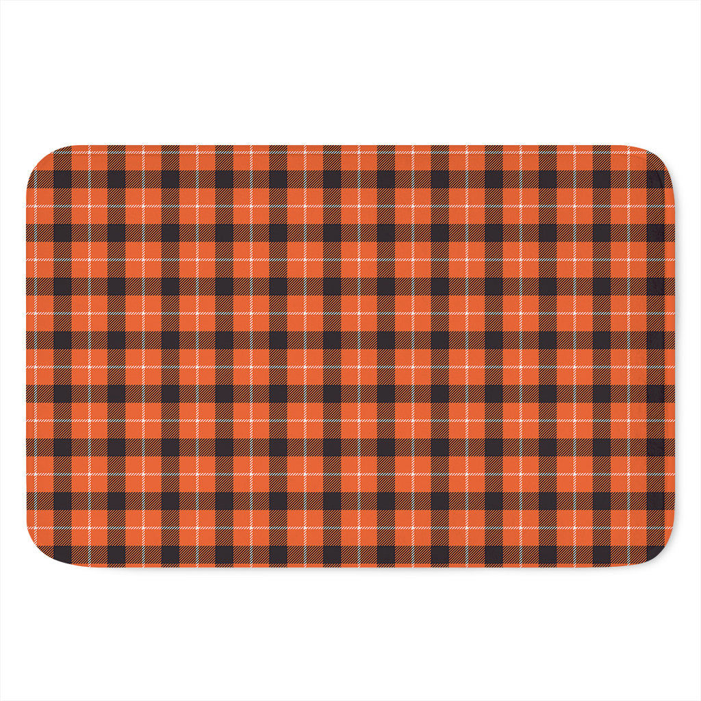 Orange Grey And White Plaid Print Indoor Door Mat