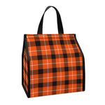 Orange Grey And White Plaid Print Insulated Lunch Tote