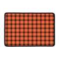 Orange Grey And White Plaid Print Kitchen Mat