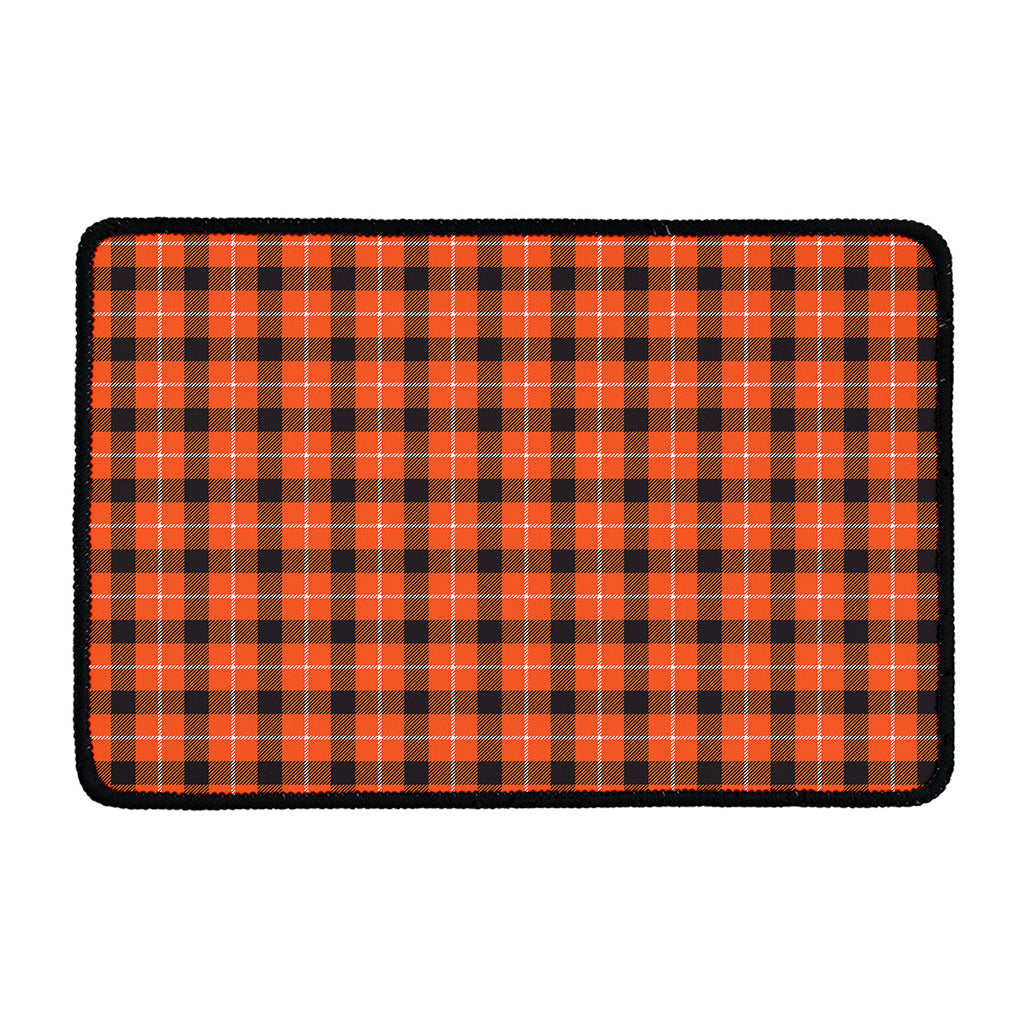 Orange Grey And White Plaid Print Kitchen Mat