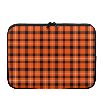 Orange Grey And White Plaid Print Laptop Sleeve